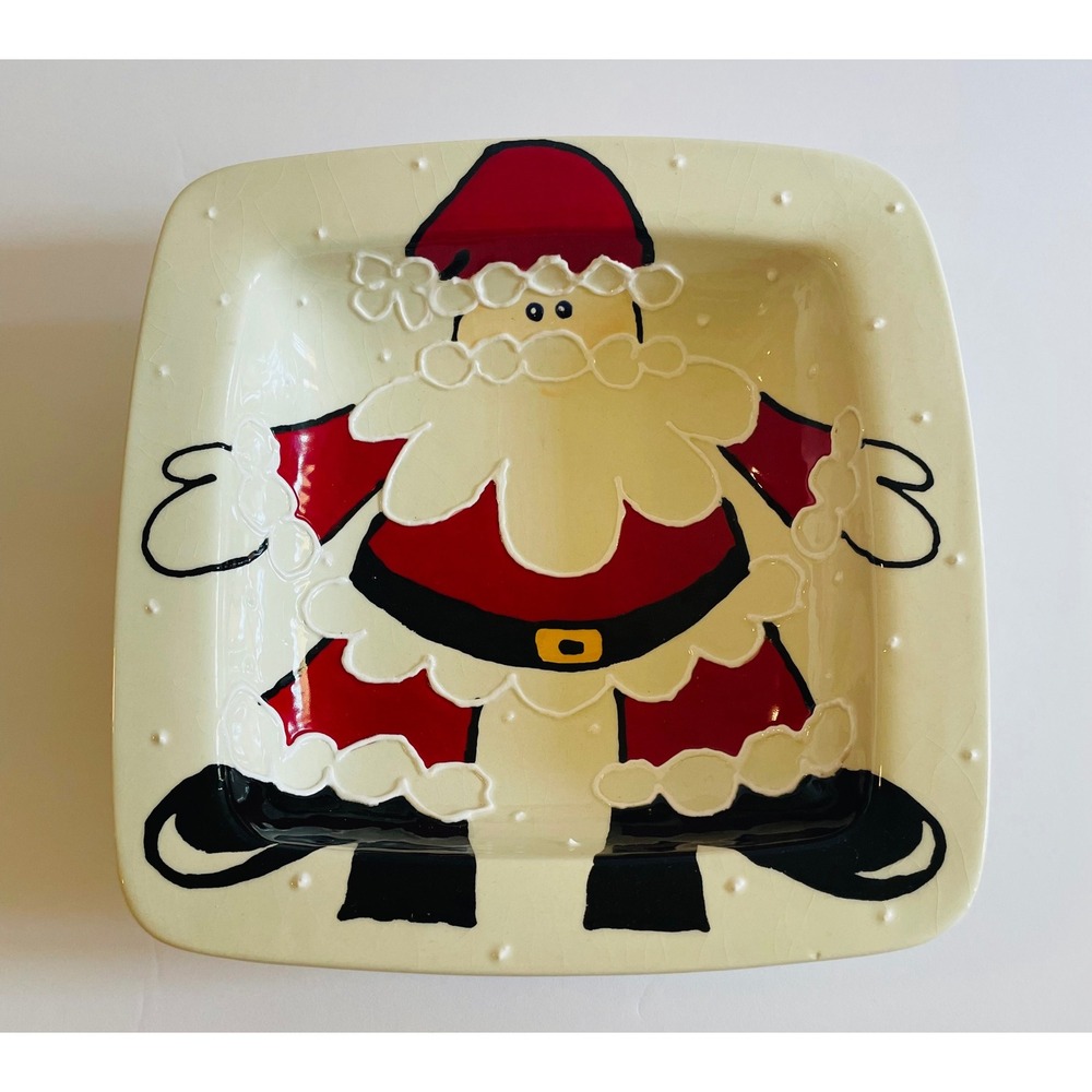 Santa Claus Decorative Plate Holiday Christmas Decor Hand‎ Painted Signed